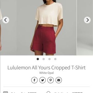 ISO lululemon all yours crop tee - white opal - 10 or 12